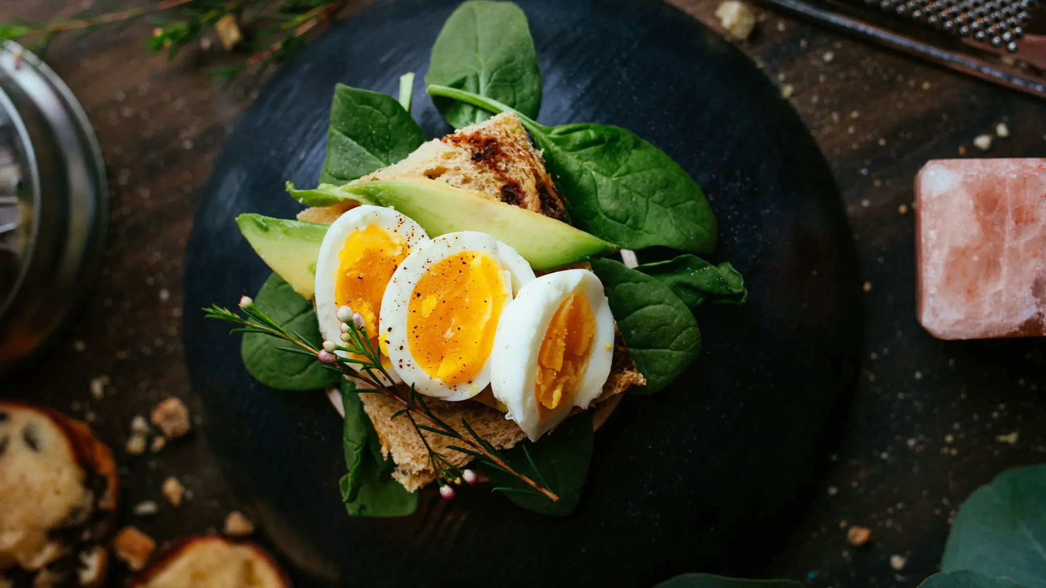 Plated eggs with herbs